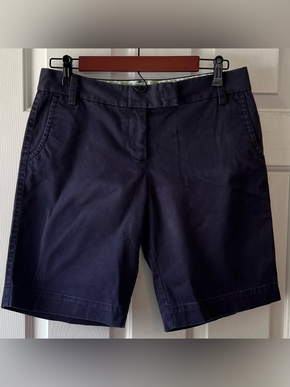 J. Crew Navy Flat-Front Bermuda Shorts